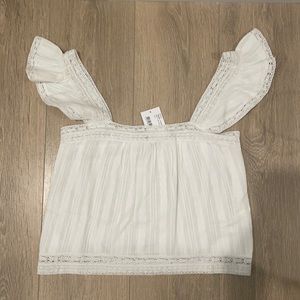 NWT INTERMIX BEACHCLUB 
Tamara Ruffled Cotton Top - White - Size: P